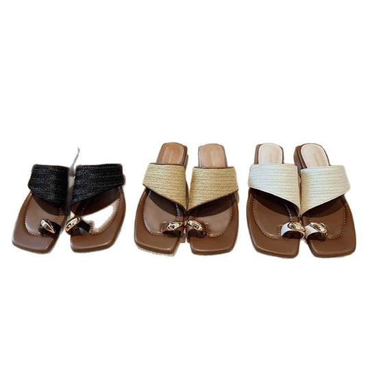 Damen Riemensandalen mit eleganter Bast-Optik und modischem Design EB