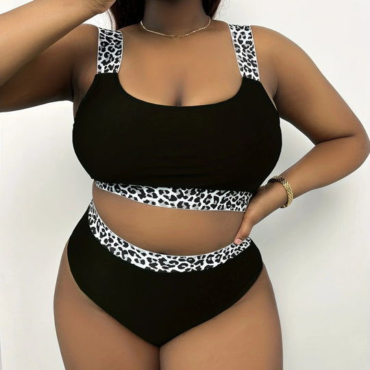 Damen Hochgeschnittenes Bikini-Set mit trendigem Tiermuster EB