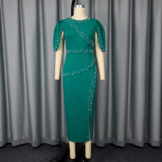 Damen elegantes Abendkleid mit glitzernden Akzenten und seitlichem Schlitz EB