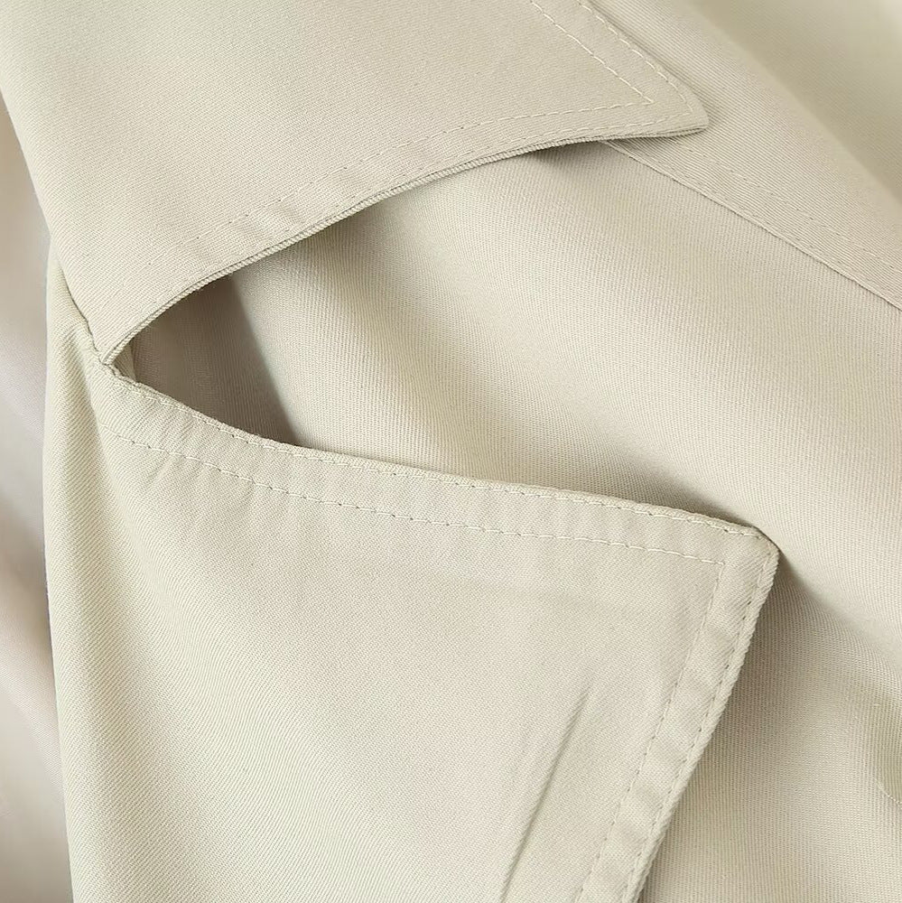 Damen lässige Trenchjacke mit praktischer Bindeschlaufe und elegantem Revers EB
