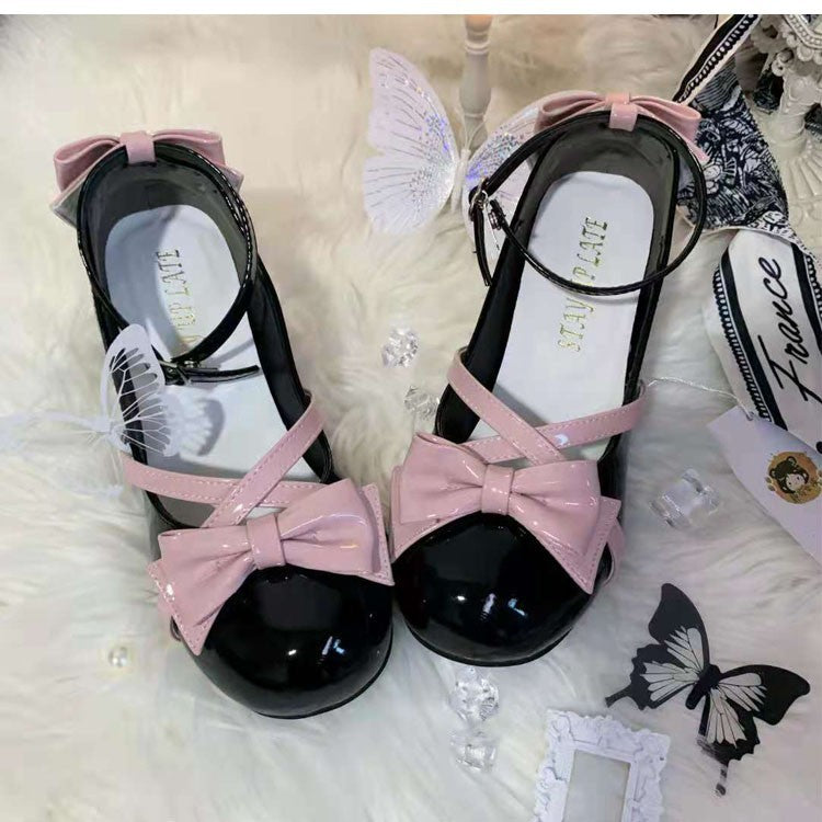 Damen elegante Mary Jane Slingback-Schuhe mit Zierschleife und bequemer Sohle EB