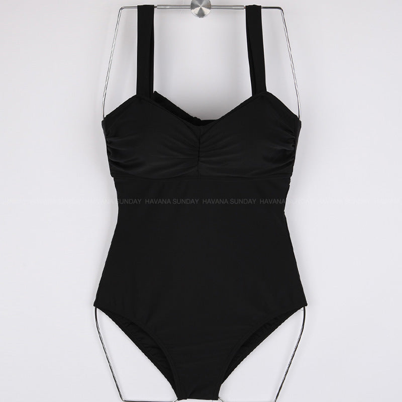 Damen Einteiler Badeanzug mit elegantem Rüschendesign und verstellbaren Trägern EB