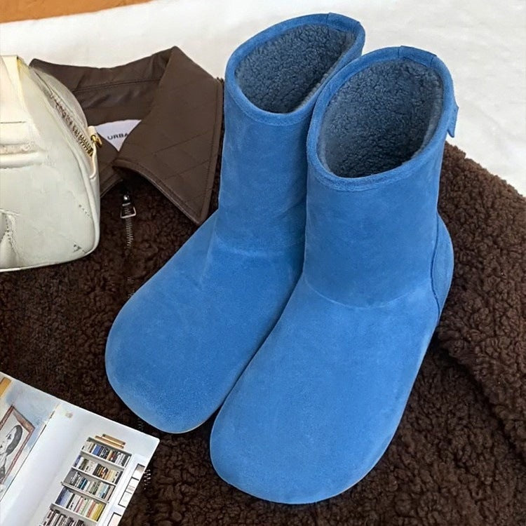 Damen warme Hausschuhstiefel mit flauschigem Innenfutter und hochwertiger Wildlederoberfläche EB