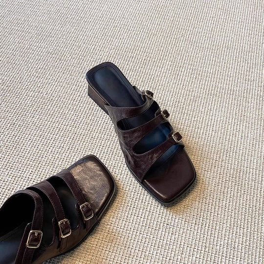 Damen modische Pantoletten mit verstellbaren Riemen und stilvollem Design EB
