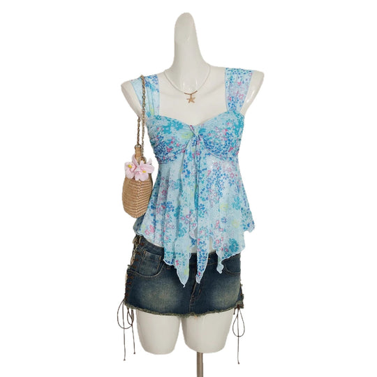 Damen charmante Bluse mit auffälligem V-Ausschnitt und verspieltem Design EB