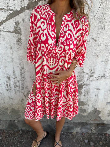 Damen lässiges Strandkleid mit lockerer Passform und schickem Druck EB