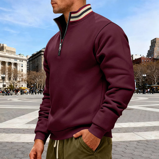 Herren nan Halbzip-Sweatshirt mit sportivem Ringkragen und weichem Fleece-Innenfutter EB