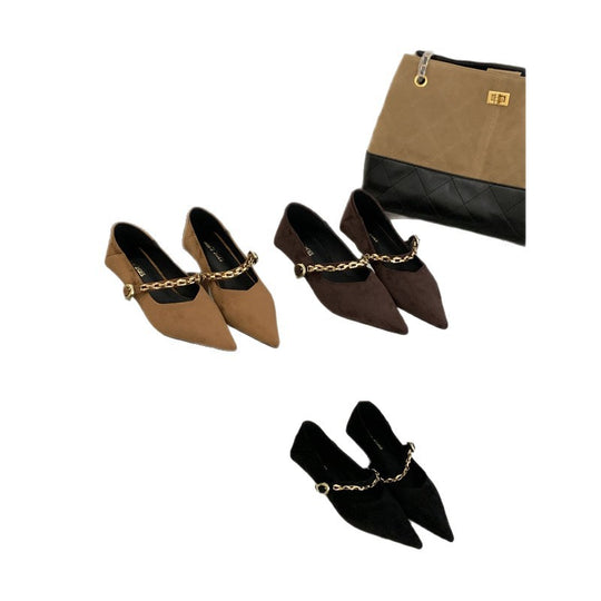 Damen spitze Pumps mit dekorativer Kettenapplikation EB