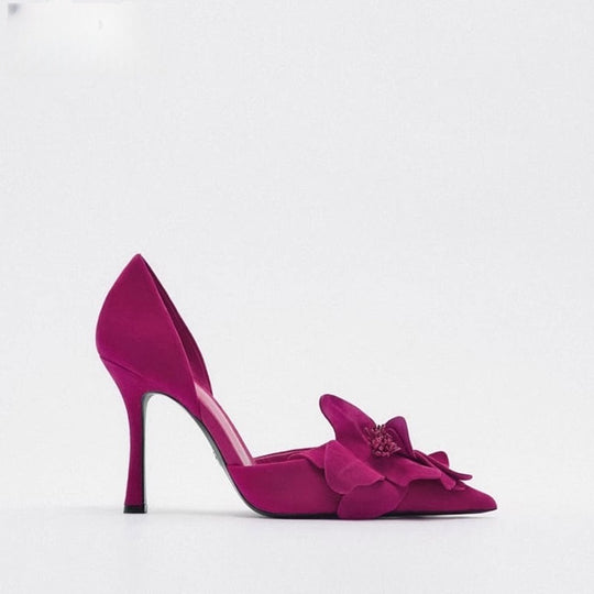 Damen elegante Spitze Pumps mit floralem Design EB