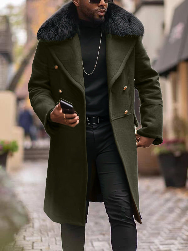 Herren elegante Wolljacke mit kunstfellkragen EB
