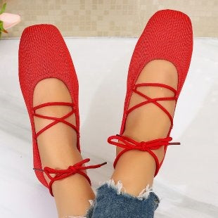 Damen elegante Ballerinas mit geschmackvollem Schnürdesign EB