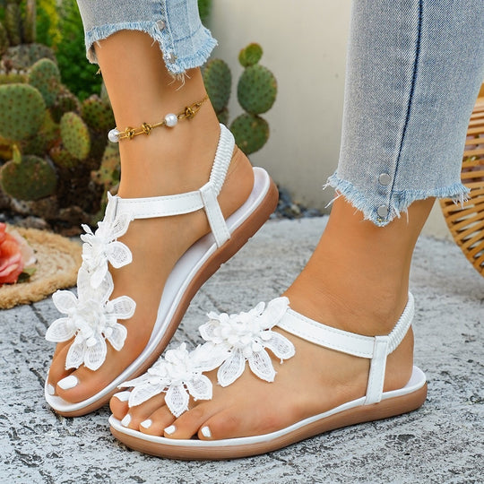 Damen Riemchen-Sandalen mit floralen Applikationen EB