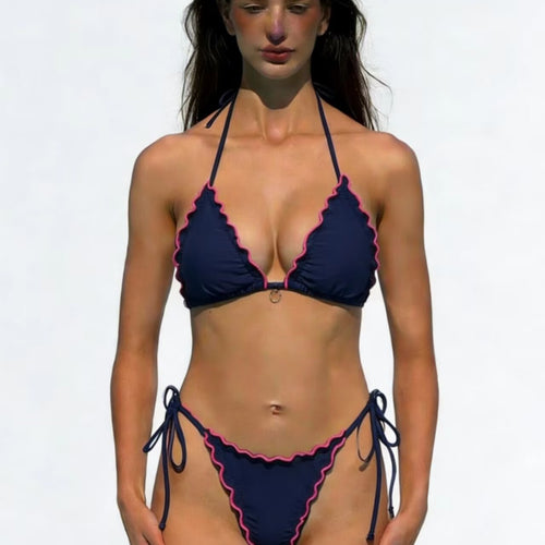Damen Triangel-Bikini mit verspielten Rüschen EB