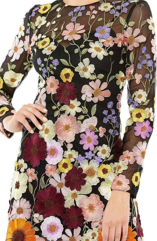 Damen Gesticktes Blumenkleid EB