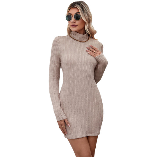Damen figurbetontes Strickkleid mit Rollkragen und Zopfstrick-Optik Eichborn Berlin