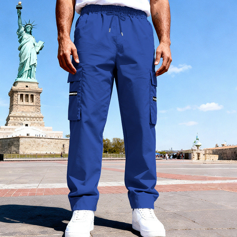 Herren Cargo-Freizeithose mit elastischem Bund, Tunnelzug & Zip-Taschen EB