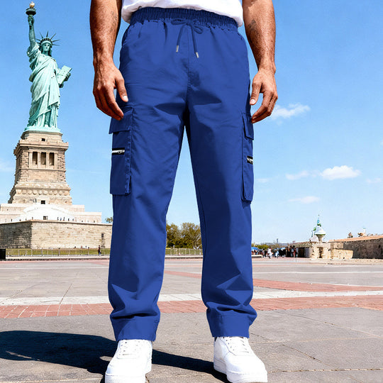Herren Cargo-Freizeithose mit elastischem Bund, Tunnelzug & Zip-Taschen EB