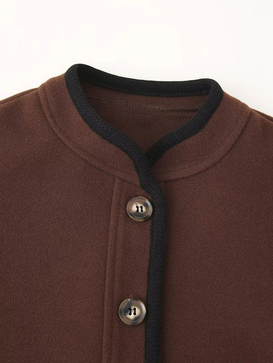 Damen elegante Übergangsjacke mit dekorativen Knöpfen EB