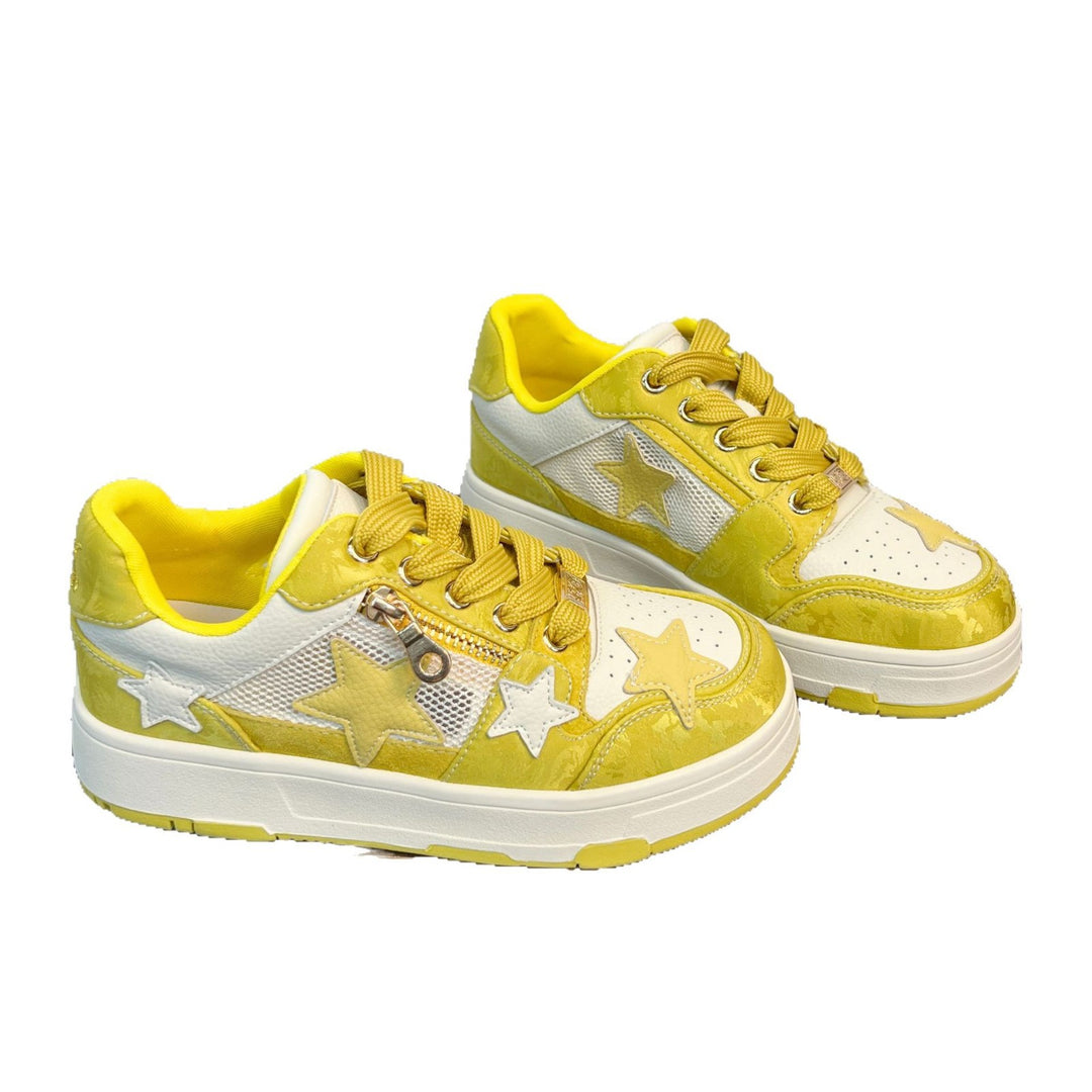 Damen Sneakers mit dekorativen Sternenapplikationen und stabiler Laufsohle EB