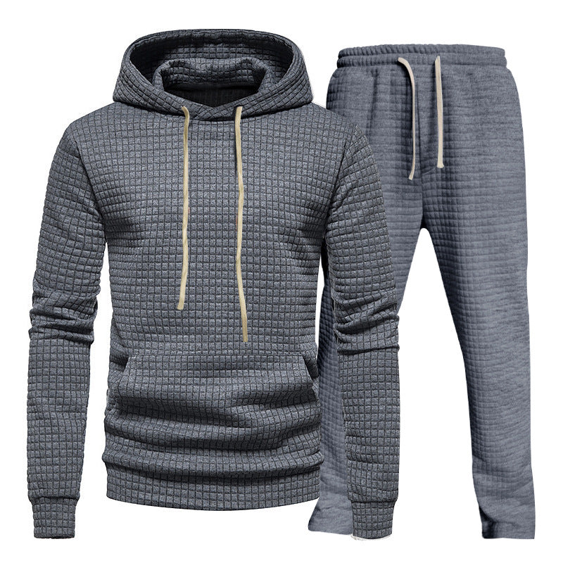 Herren Fitness-Hoodie und Jogginghose Set mit strukturiertem Design EB