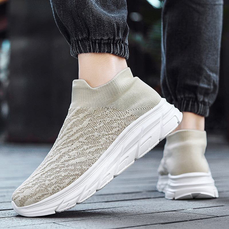 Damen Sportliche Slip-On Sneaker mit atmungsaktiver Strick-Oberfläche und dämpfender Laufsohle EB