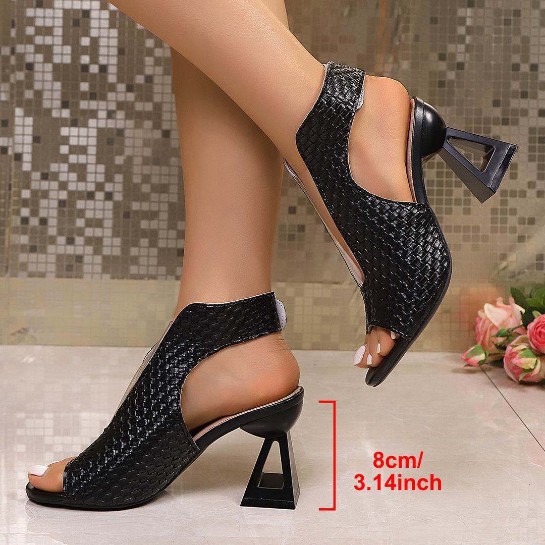 Damen Sling-Pantoletten mit modischem Waben-Design und elegantem Blockabsatz EB