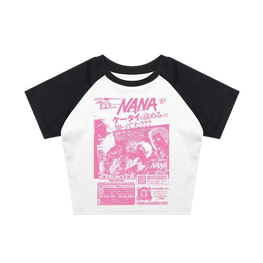 Damen Crop-Top mit kreativem grafischen Druck EB