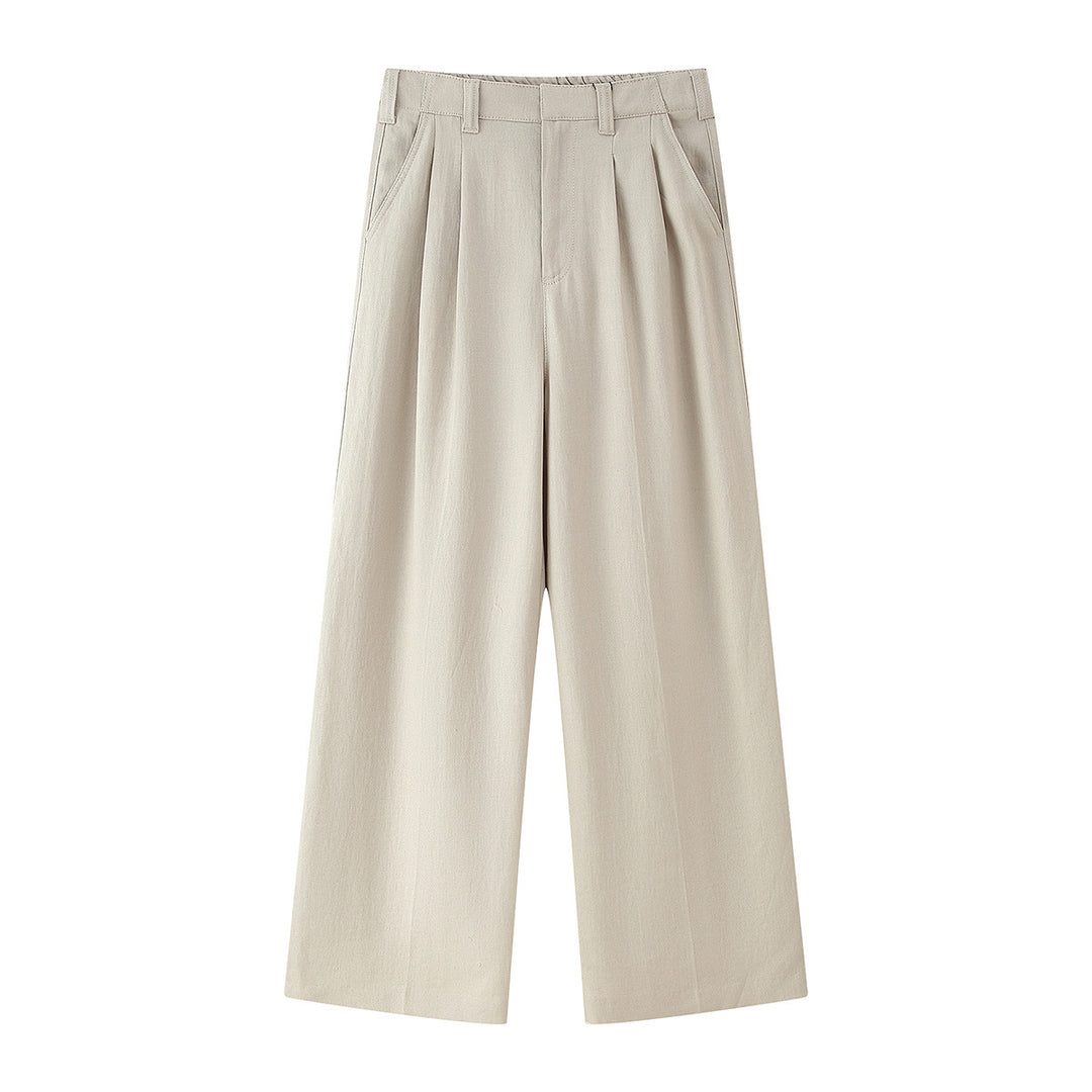 Damen elegante weite Anzughose mit Faltenwurf und hohem Bund EB