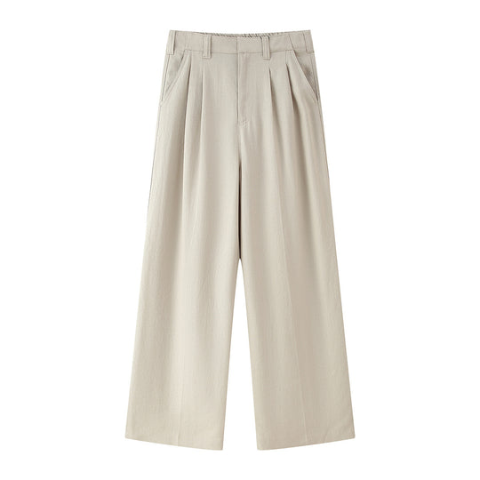 Damen elegante weite Anzughose mit Faltenwurf und hohem Bund EB
