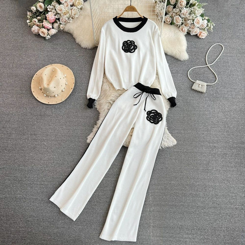 Damen elegantes und komfortables Freizeit-Set mit floralem Design EB