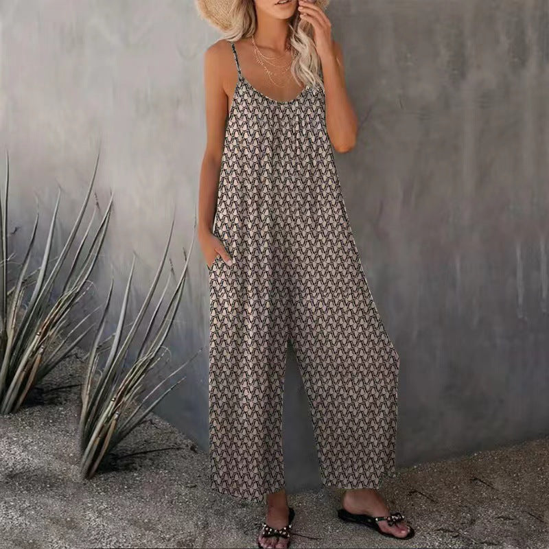 Damen lässiger Jumpsuit mit zartem Muster EB