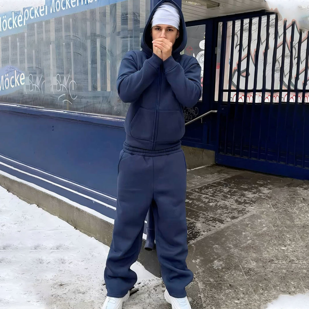 Herren nan Oversize Zip-Hoodie und Relaxed Sweatpants Set EB
