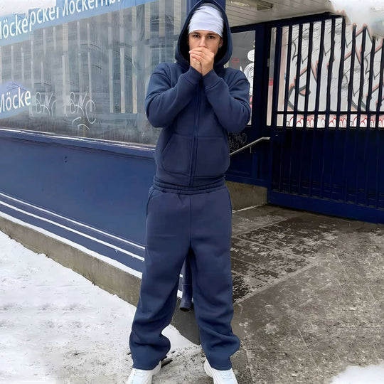Herren nan Oversize Zip-Hoodie und Relaxed Sweatpants Set EB
