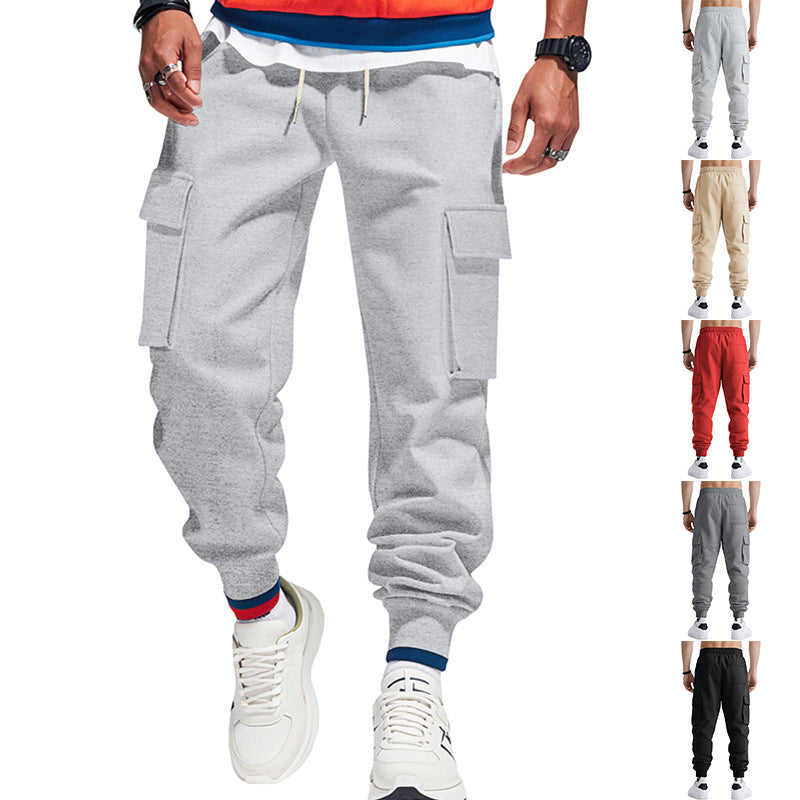 Herren Cargo-Jogginghose aus Sweat mit elastischem Bund, Kordelzug, aufgesetzten Klappentaschen & gerippten Bündchen EB