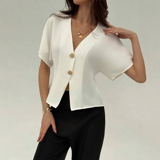 Damen Lockere Bluse mit umschlagbaren Ärmeln EB
