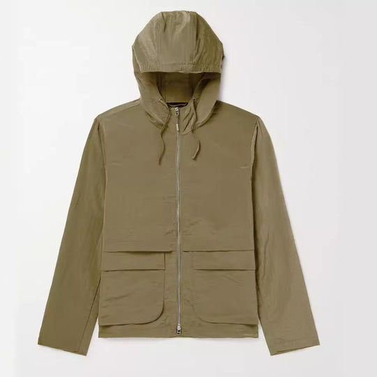 Herren leichte Outdoor-Jacke mit verstellbarem Kapuzenkragen und großen Taschen EB