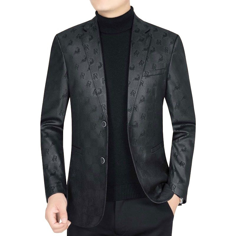 Herren Slim-Fit Sakko in Lederoptik mit fallendem Revers EB