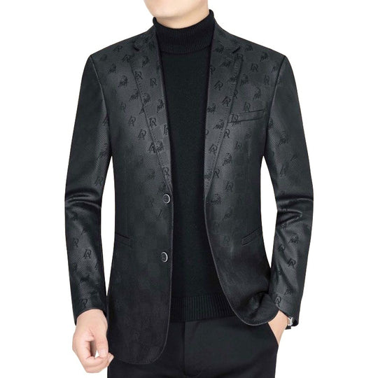 Herren Slim-Fit Sakko in Lederoptik mit fallendem Revers EB