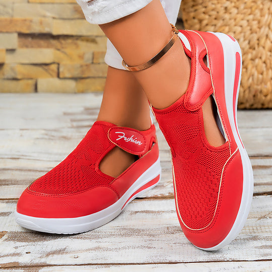 Damen Atmungsaktive Slip-On Sportschuhe mit verstellbarem Klettverschluss EB