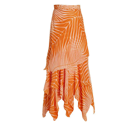 Damen Bikiniset mit asymmetrischem Oberteil und fließendem Maxirock EB
