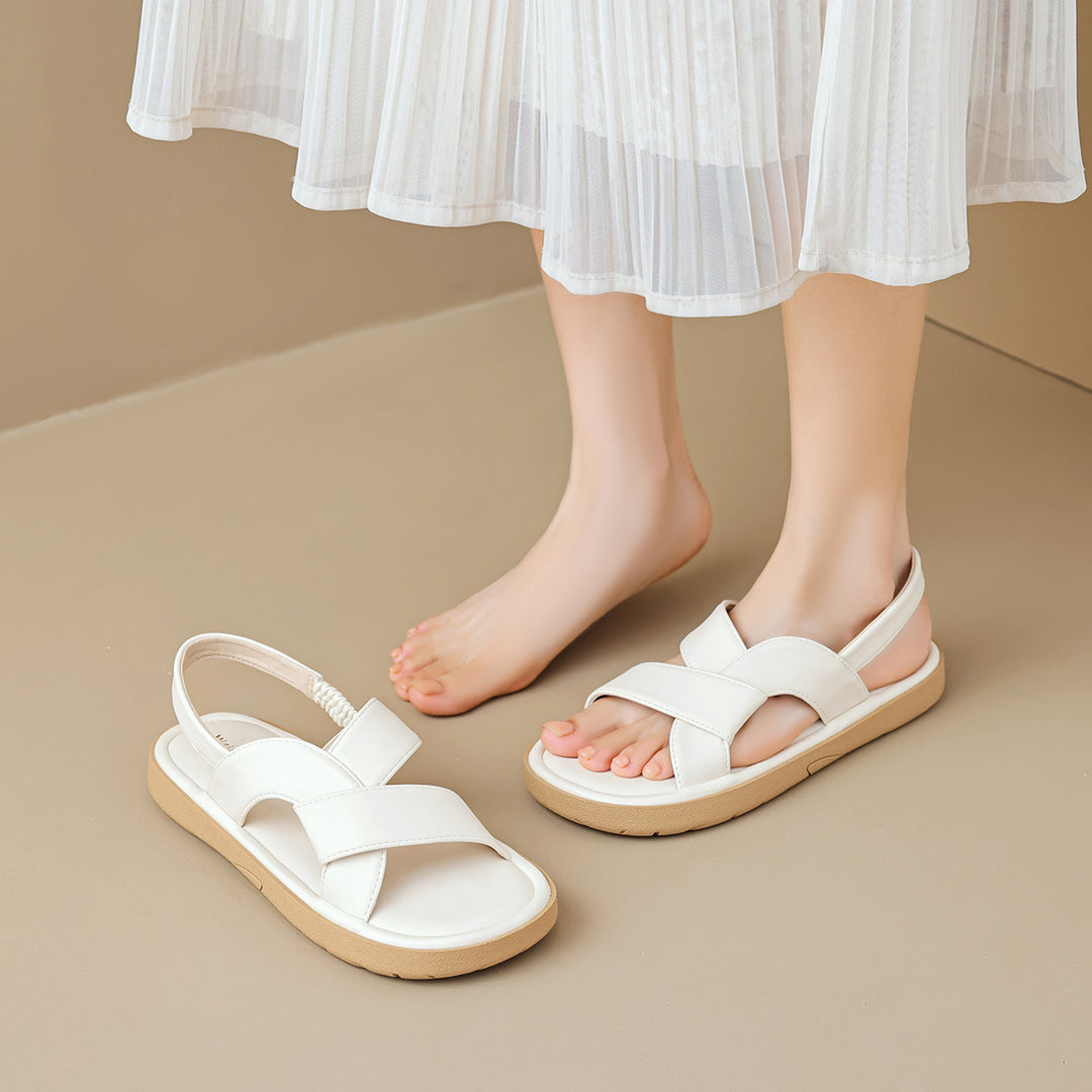 Damen bequeme Riemensandalen mit flexiblem Fußbett und anpassbarem Riemen EB