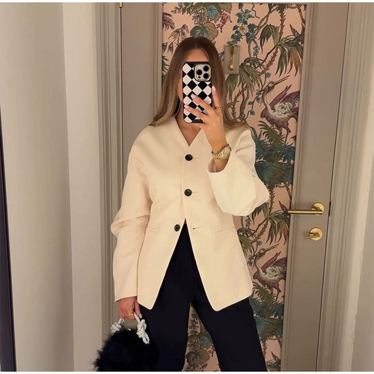 Damen modischer Blazer mit voluminösen Ärmeln EB
