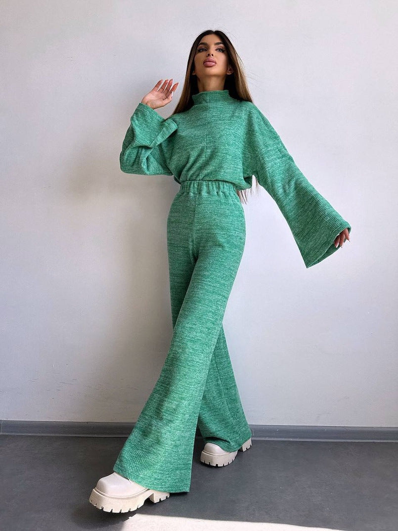 Damen Bequemer Sweat-Loungewear-Anzug mit weitem Schnitt und hohen Ärmeln EB