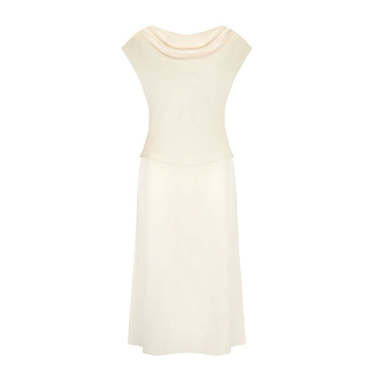 Damen elegantes Abendkleid mit fließendem Stoff und raffiniertem Halsausschnitt EB