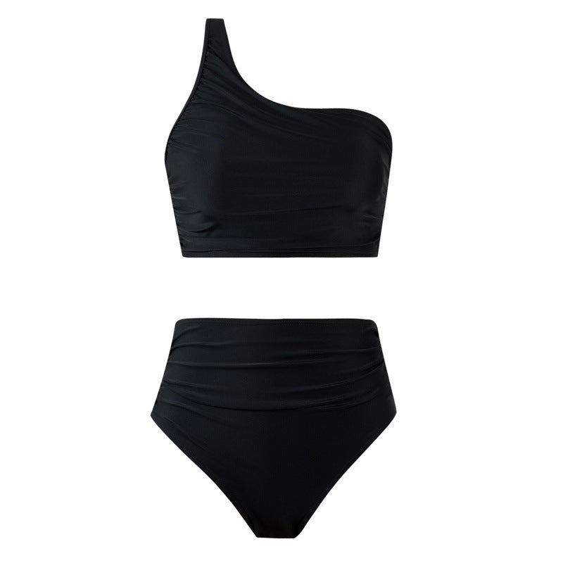 Damen Bikini-Set mit elegantem asymmetrischen Oberteil und hohem Taillenslip EB
