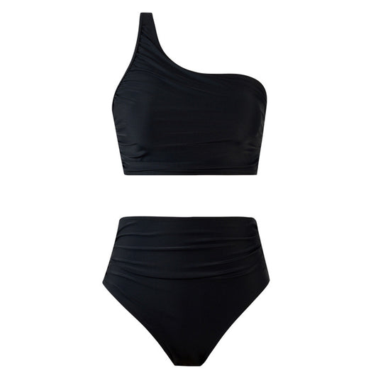 Damen Bikini-Set mit elegantem asymmetrischen Oberteil und hohem Taillenslip EB