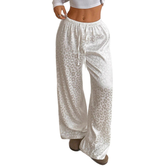 Damen Lässige Palazzo-Hose mit elastischem Bund und trendigem Leopardenmuster EB