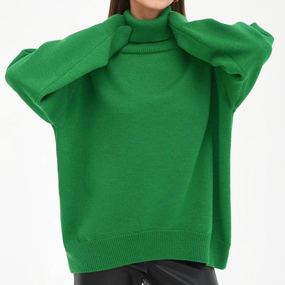 damen oversized rollkragenpullover basic gestrickter pullover