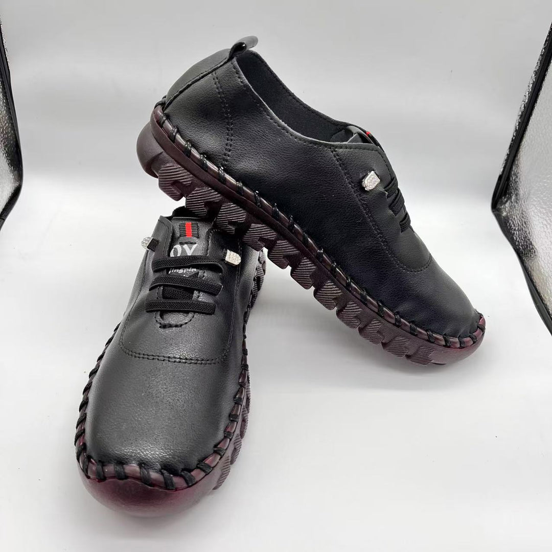 Damen komfortable Slipper-Schuhe aus mit rutschfester Sohle und elastischen Einsätzen EB