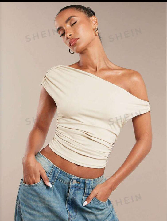 Damen Asymmetrisches Crop-Top mit elegantem Wellendesign und raffiniertem Schnitt EB